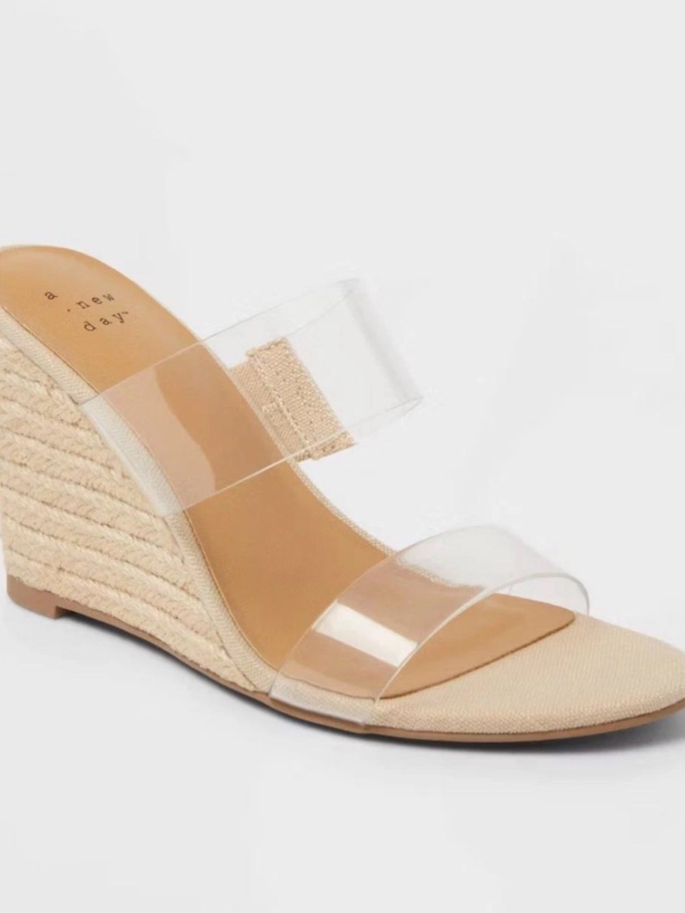 A new day ansel clear strap Wedge Sandal in Beige